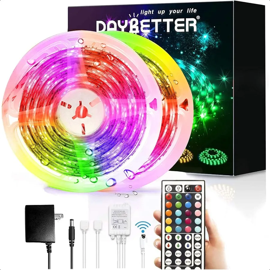 DAYBETTER Led Strip Lights Waterproof 32.8ft 2 Rolls of 16.4ft Led Tape Lights Color Changing 300 LEDs Light Strips Kit with 44
DAYBETTER Led Strip Lights Waterproof 32.8ft 2 Rolls of 16.4ft Led Tape Lights Color Changing 300 LEDs Light Strips Kit with 44