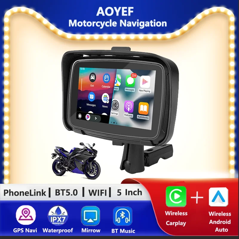 5 Inch Motorcycle Bike Navigation GPS Wireless Carplay Android Auto Touch Screen Display IPX7 Waterproof Moto Multimedia Player
5 Inch Motorcycle Bike Navigation GPS Wireless Carplay Android Auto Touch Screen Display IPX7 Waterproof Moto Multimedia Player