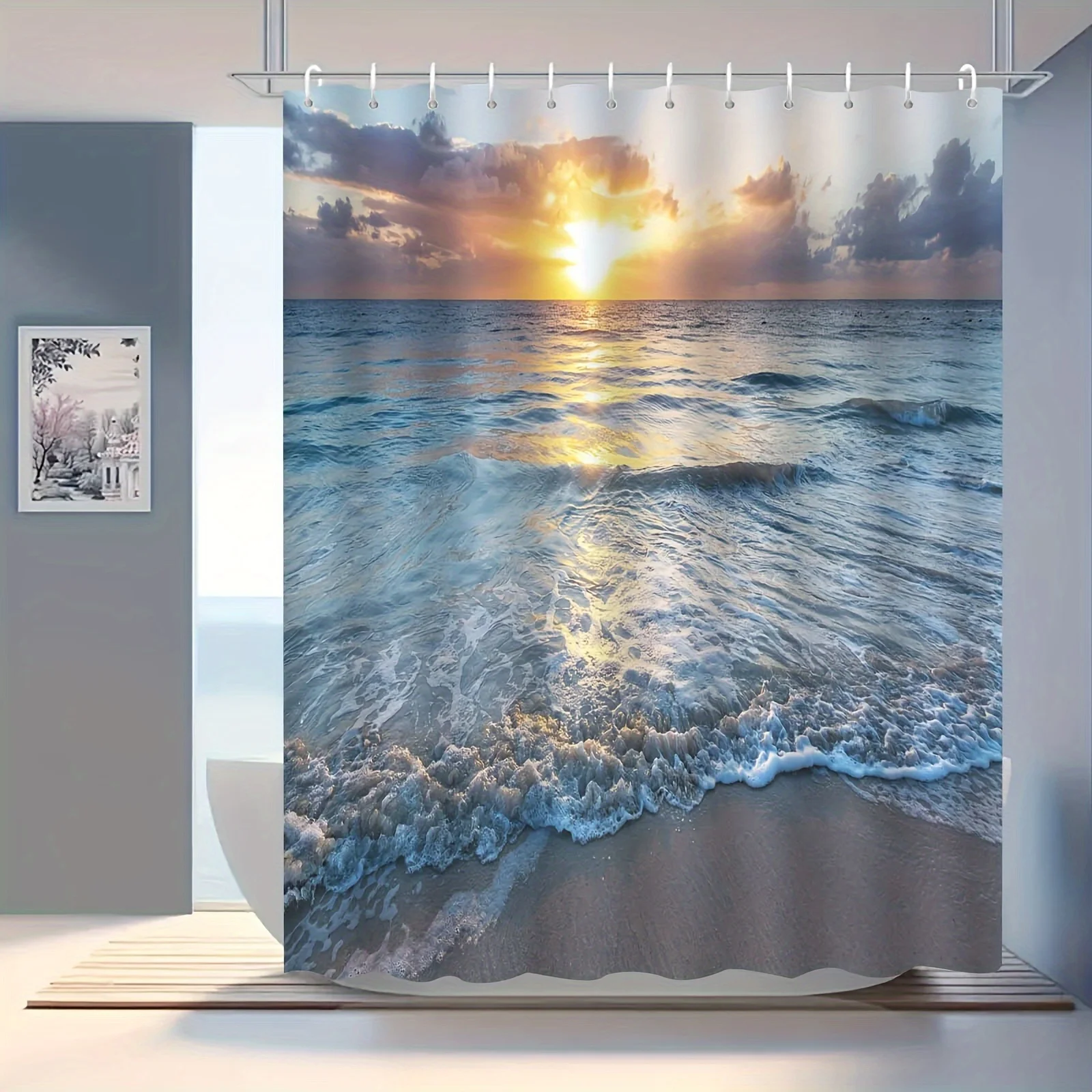 Элегантная водонепроницаемая занавеска для душа Beach Sunset — идеально подходит для добавления спокойного и прибрежного прибрежного декора для вашей ванной комнаты
Элегантная водонепроницаемая занавеска для душа Beach Sunset — идеально подходит для добавления спокойного и прибрежного прибрежного декора для вашей ванной комнаты