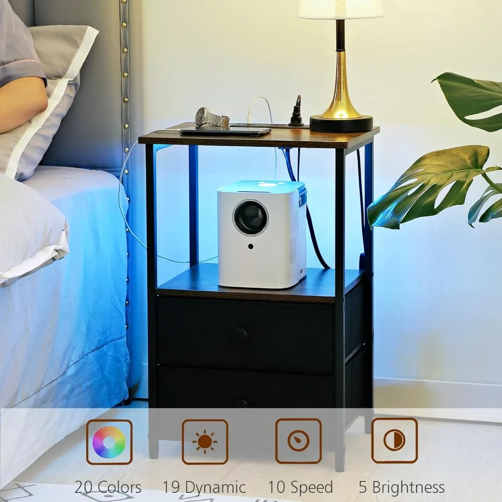 Nightstands Set of 2 Chest of Drawers in the Bedroom LED Night Stand With Charging Station Small Side Tables for Small Spaces
Nightstands Set of 2 Chest of Drawers in the Bedroom LED Night Stand With Charging Station Small Side Tables for Small Spaces