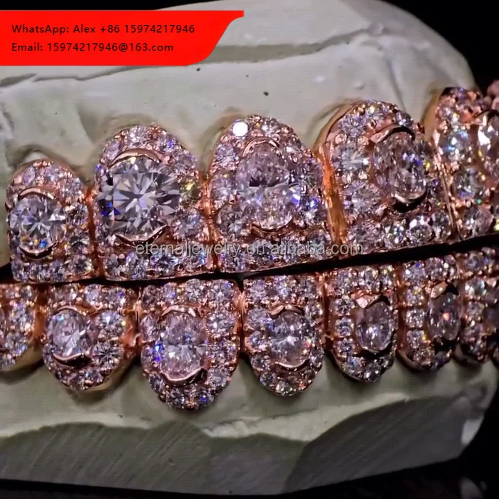 Factory Custom Flawless BBHoneymoon Set Diamond S925 Silver 10K 14K 18K Rose Gold Top Bottom 10 Moissanite Diamond Teeth Grillz
Factory Custom Flawless BBHoneymoon Set Diamond S925 Silver 10K 14K 18K Rose Gold Top Bottom 10 Moissanite Diamond Teeth Grillz