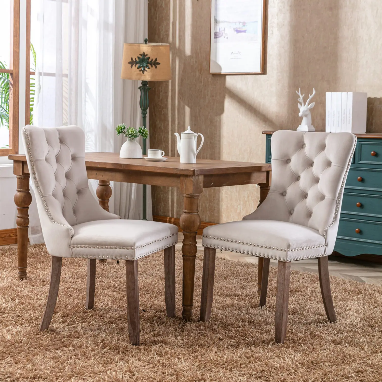 Nikki Collection Modern, High-end Tufted Solid Wood Contemporary Velvet Upholstered Dining Chair with Wood Legs Nailhead Trim 2-
Nikki Collection Modern, High-end Tufted Solid Wood Contemporary Velvet Upholstered Dining Chair with Wood Legs Nailhead Trim 2-