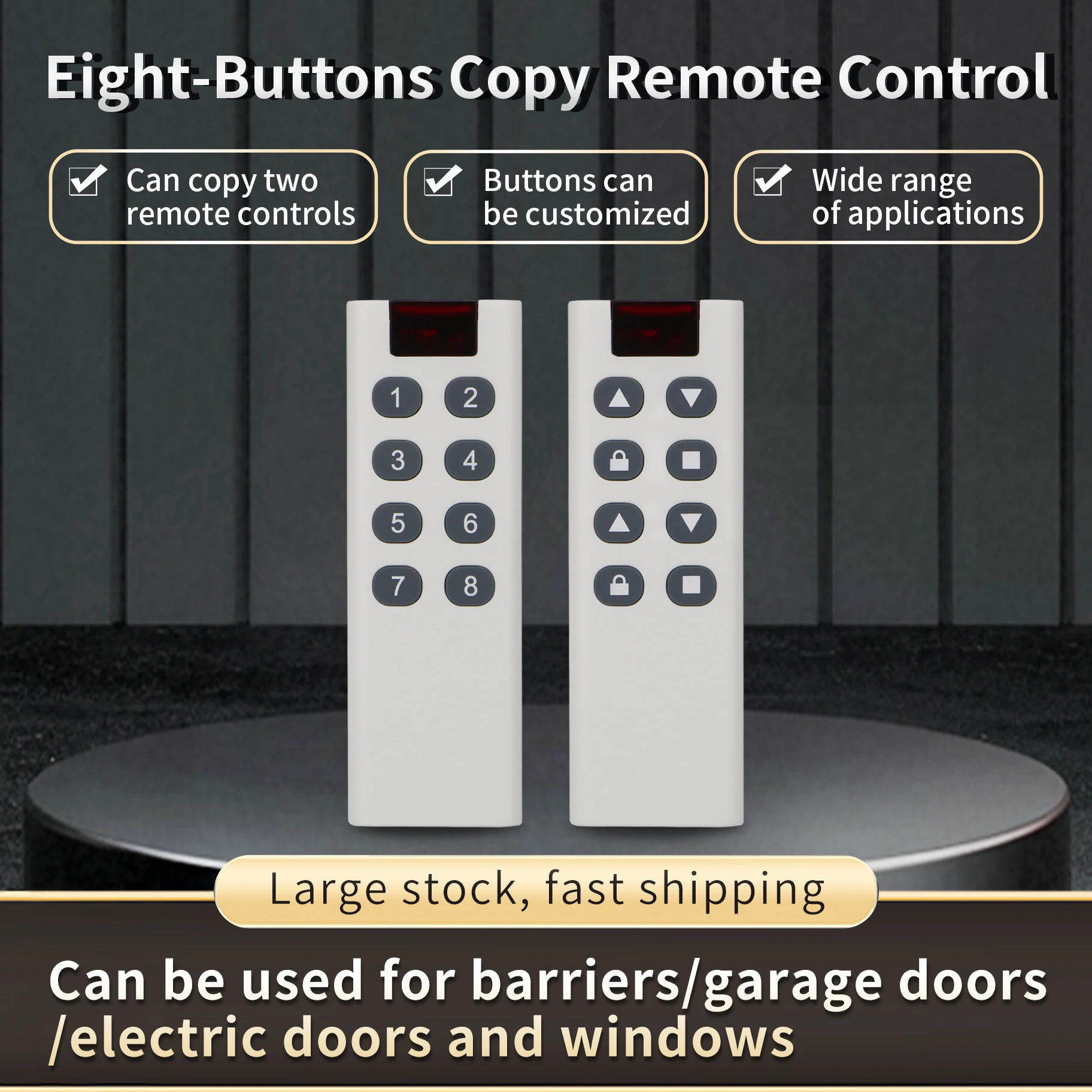 Universal 433MHz DC12V Duplicator Clone Cloning Code 8 Keys Transmitter RF Wireless Shutter Rolling Garage Door Automation Gate
Universal 433MHz DC12V Duplicator Clone Cloning Code 8 Keys Transmitter RF Wireless Shutter Rolling Garage Door Automation Gate