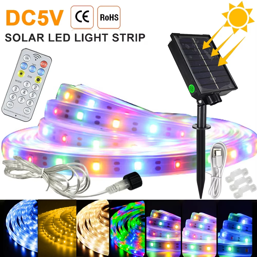 5V Solar LED Light Strip High Density Waterproof Flexible Ribbon Lamp Colorful Warm White 320LEDs/M 3M 5M 10M 20M Garden Decor
5V Solar LED Light Strip High Density Waterproof Flexible Ribbon Lamp Colorful Warm White 320LEDs/M 3M 5M 10M 20M Garden Decor