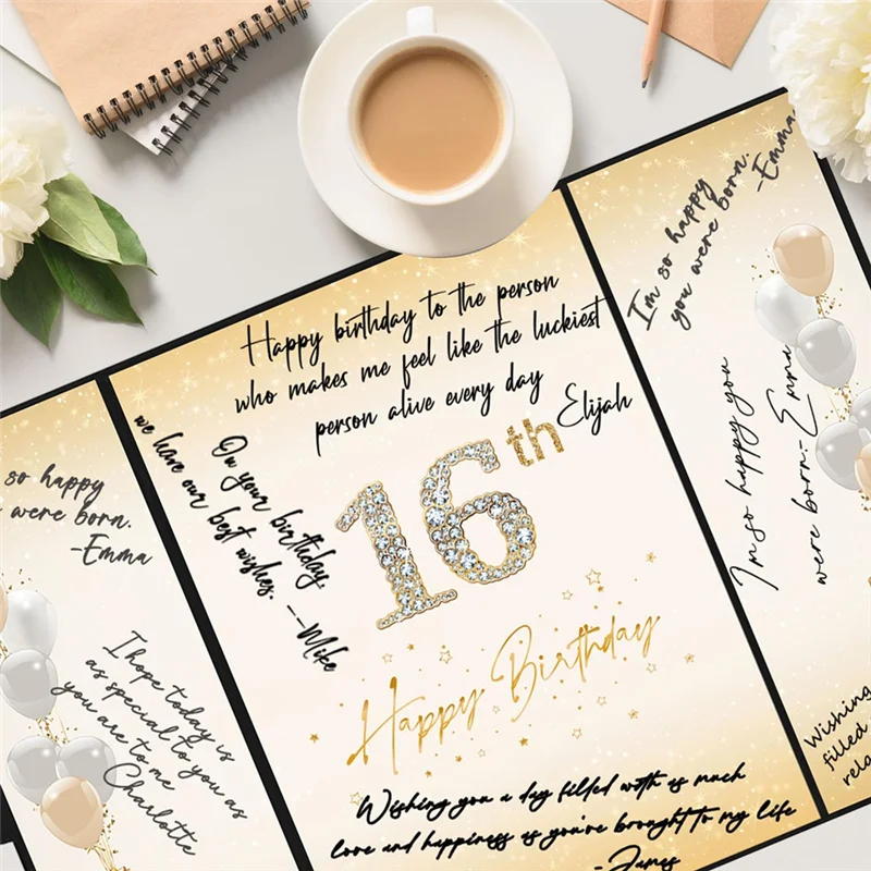 Sweet 16 Birthday Decorations Black And Gold, Creative16th Birthday Guest Book Alternative 16Th Birthday Signature Book
Sweet 16 Birthday Decorations Black And Gold, Creative16th Birthday Guest Book Alternative 16Th Birthday Signature Book