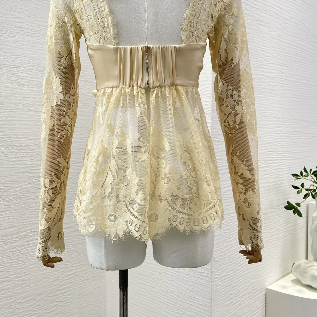 Backless See-through Women Blouse Topsparty New Vintage Bow Lace Bodycon Full Sleeve
Backless See-through Women Blouse Topsparty New Vintage Bow Lace Bodycon Full Sleeve