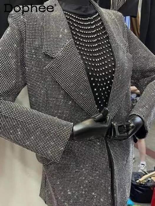 Spring Sutumn New Shiny Rhinestone Suit Jacket Women Club Suit Collar Long Sleeve Blazer Coat Loose Oversized Casaco Femininos
Spring Sutumn New Shiny Rhinestone Suit Jacket Women Club Suit Collar Long Sleeve Blazer Coat Loose Oversized Casaco Femininos
