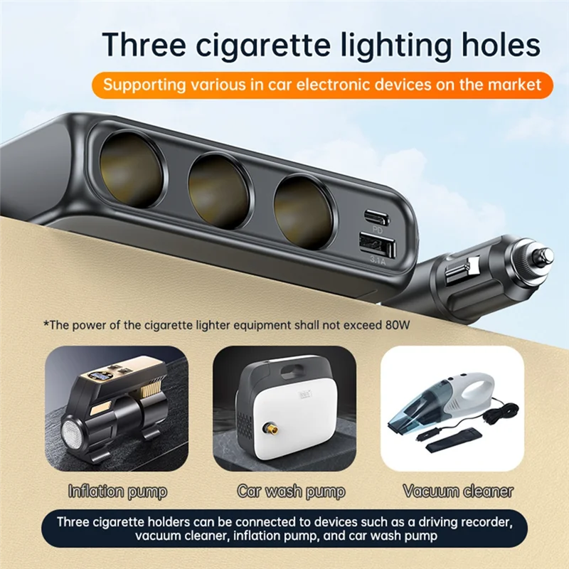 A16Q-Car Cigarette Lighter Car Splitter Multi Ports Thicken The Power Cord For 12V-24V Mainstream Models
A16Q-Car Cigarette Lighter Car Splitter Multi Ports Thicken The Power Cord For 12V-24V Mainstream Models
