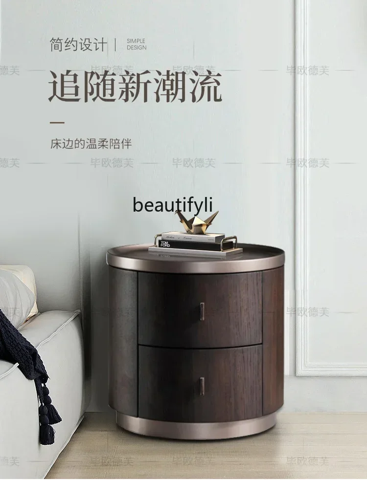 xzItalian minimalist smoked solid wood round bedside table simple modern round cabinet creativity
xzItalian minimalist smoked solid wood round bedside table simple modern round cabinet creativity