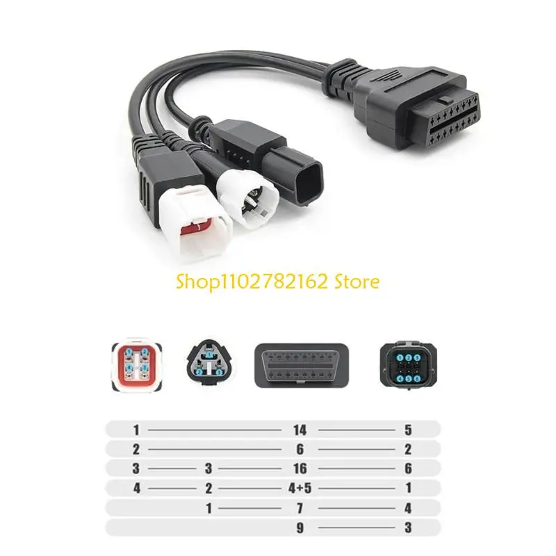 547B OBD2 16Pin To 3pin 4pin 6pin Female to Male Extension Cable Motorbike Diagnostic Splitter Converter Cable
547B OBD2 16Pin To 3pin 4pin 6pin Female to Male Extension Cable Motorbike Diagnostic Splitter Converter Cable