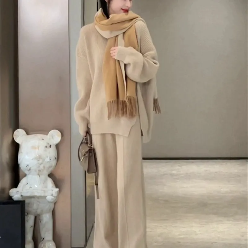 Faionable plus Size Women's Knitted Sweater Straight Leg Pants Two Piece Set Agel Design Autumn Winter New Arrival
Faionable plus Size Women's Knitted Sweater Straight Leg Pants Two Piece Set Agel Design Autumn Winter New Arrival