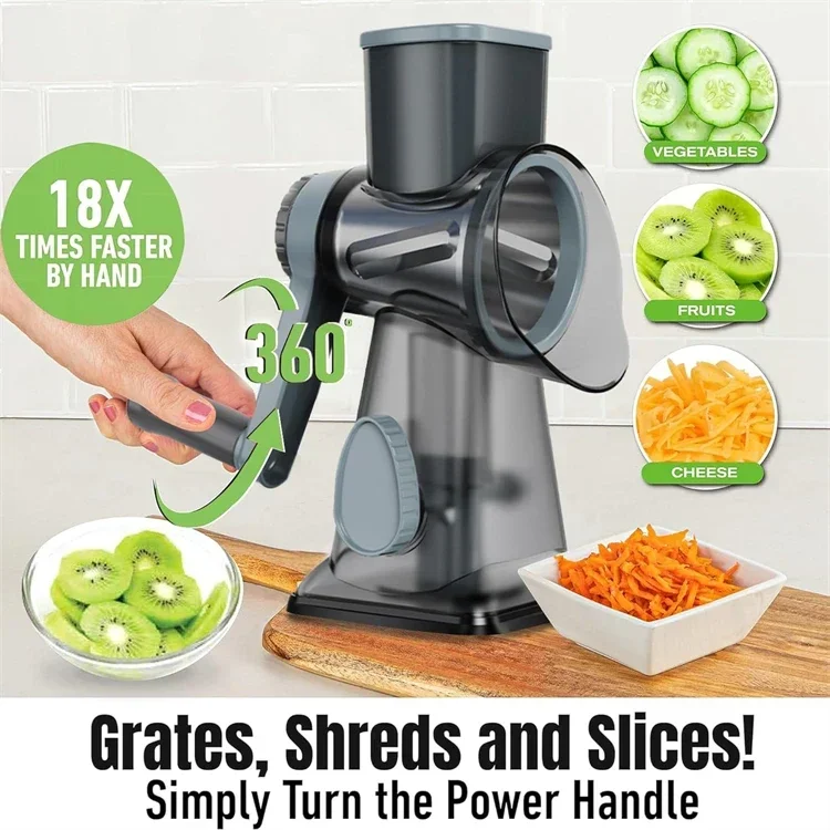 3-in-1 Rotary Cheese Grater - Multifunctional Manual Veg Slicer & Nut Grinder, A Must for Your Kitchen!
3-in-1 Rotary Cheese Grater - Multifunctional Manual Veg Slicer & Nut Grinder, A Must for Your Kitchen!