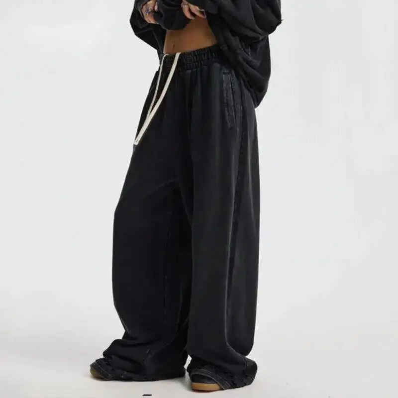 Niche Design Men's Casual Trousers Drawstring Hole Washing Elastic Waist Loose All-match Wide Leg Male Sweatpants 9XYEJS
Niche Design Men's Casual Trousers Drawstring Hole Washing Elastic Waist Loose All-match Wide Leg Male Sweatpants 9XYEJS
