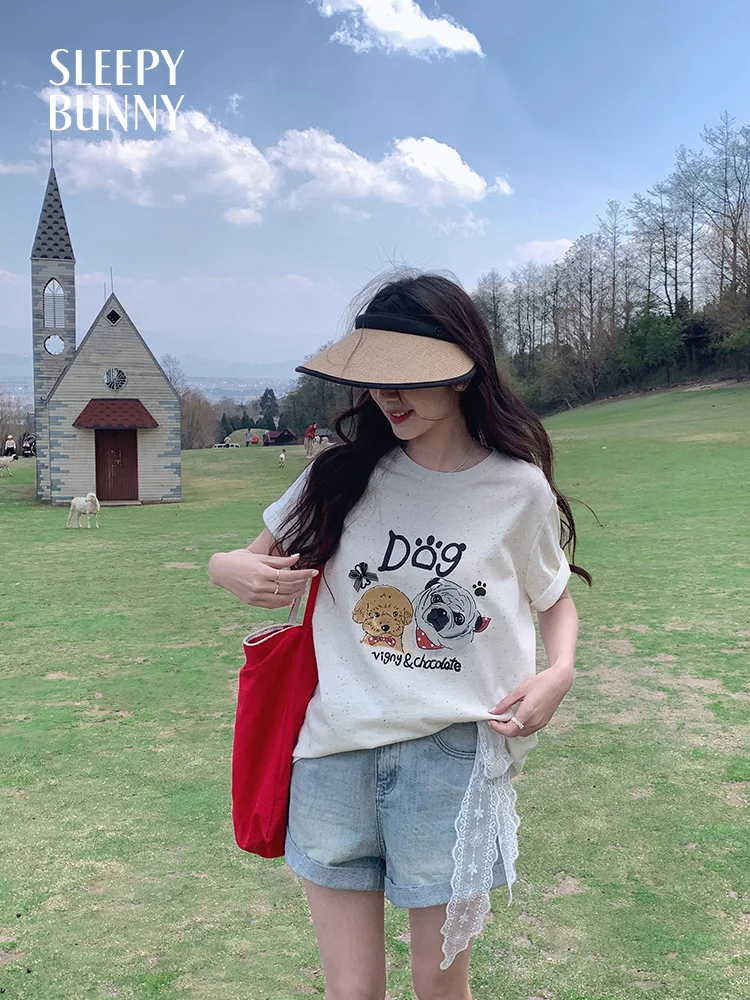 Cute Dog Print T-Shirt Women Summer Casual Loose Short Sleeve Tee Round Neck Funny Graphic Top Kawaii Vintage Style Streetwear
Cute Dog Print T-Shirt Women Summer Casual Loose Short Sleeve Tee Round Neck Funny Graphic Top Kawaii Vintage Style Streetwear