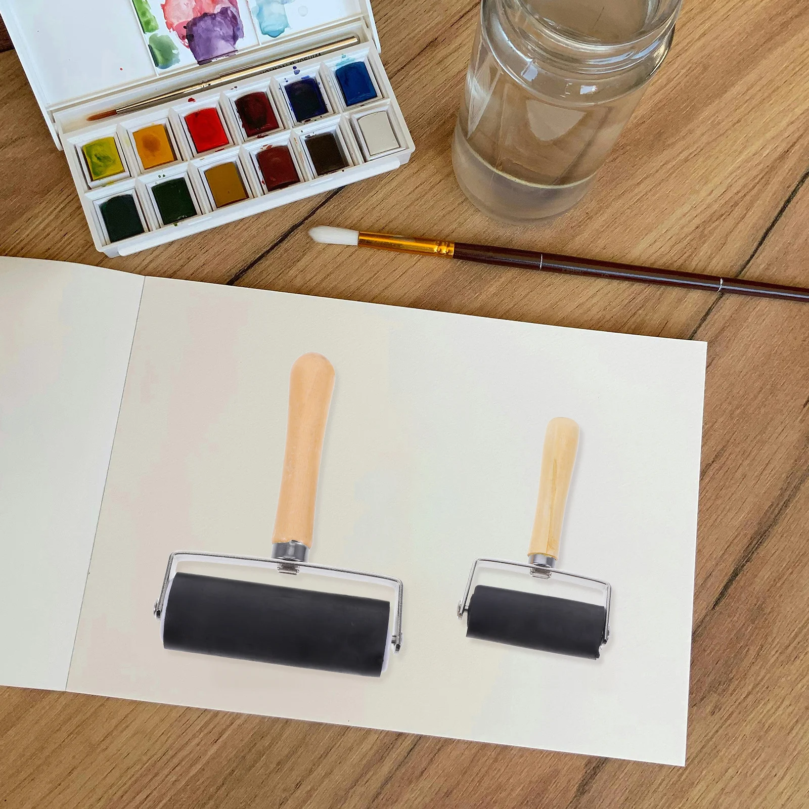 2Pcs Ink Rubber Roller Printmaking Tool Set Wooden Handle Smooth Glue Roller for Crafts DIY Art Projects Stamping Printing
2Pcs Ink Rubber Roller Printmaking Tool Set Wooden Handle Smooth Glue Roller for Crafts DIY Art Projects Stamping Printing