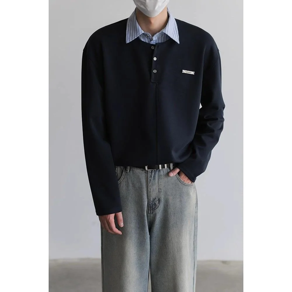 Men's Long Sleeve Shirt Design Sense Fake Two-Piece Loose Fit Spring Autumn Popular Rabbit Fur 100% Stripe Pattern
Men's Long Sleeve Shirt Design Sense Fake Two-Piece Loose Fit Spring Autumn Popular Rabbit Fur 100% Stripe Pattern