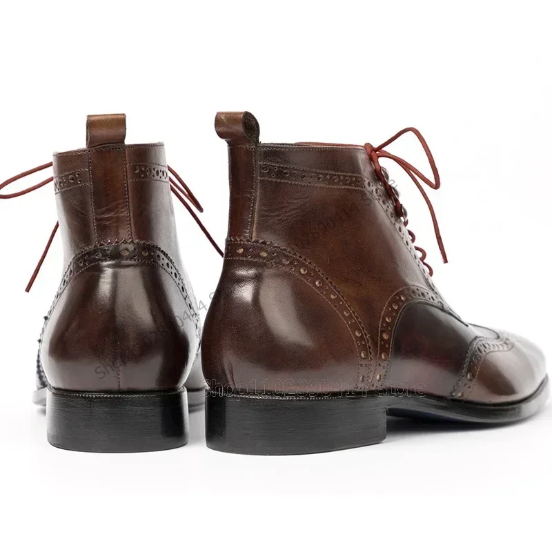 Brown Carving Design Breathable Strappy Ankle Boots Fashion Lace up Men Shoes Luxurious Handmade Party Banquet Men Dress Shoes
Brown Carving Design Breathable Strappy Ankle Boots Fashion Lace up Men Shoes Luxurious Handmade Party Banquet Men Dress Shoes