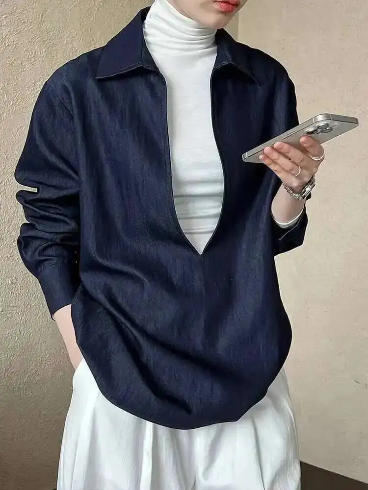 Shirt Personalized V-neck Women's 2025 Spring New Clothing Long Sleeves Solid Color Casual Blouses Female 1JI9
Shirt Personalized V-neck Women's 2025 Spring New Clothing Long Sleeves Solid Color Casual Blouses Female 1JI9