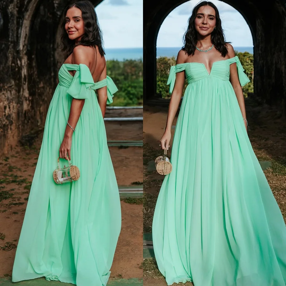 Customized Temperament Chiffon Evening Dress Simple Off the Shoulder Celebrity Gowns Exquisite Sweep Train Homecoming Dresses
Customized Temperament Chiffon Evening Dress Simple Off the Shoulder Celebrity Gowns Exquisite Sweep Train Homecoming Dresses