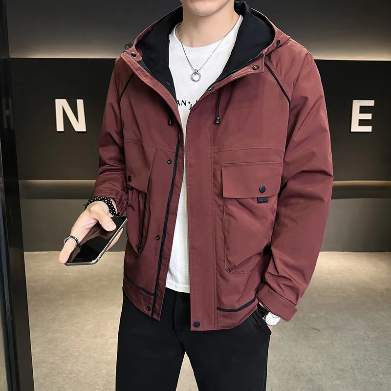 Мужская куртка с капюшоном, повседневная, приталенная, рабочая одежда, весна-осень, новая модная брендовая ветрозащитная куртка на молнии
Мужская куртка с капюшоном, повседневная, приталенная, рабочая одежда, весна-осень, новая модная брендовая ветрозащитная куртка на молнии