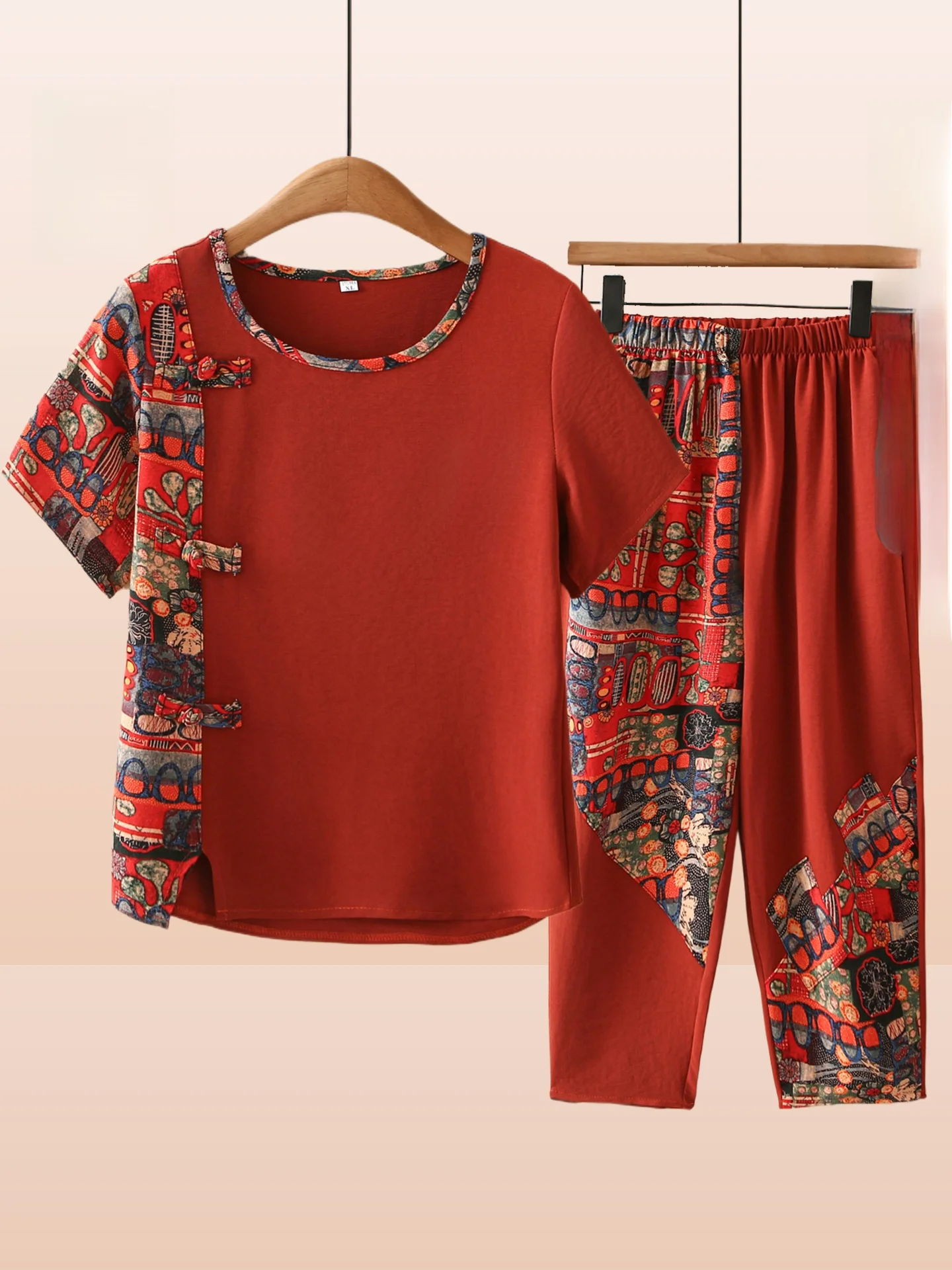 Cotton Linen Two-Piece Set Summer Wear for Middle-Aged Mothers And Elderly Women Ethnic Style Loose Fit Short Sleeve round Neck
Cotton Linen Two-Piece Set Summer Wear for Middle-Aged Mothers And Elderly Women Ethnic Style Loose Fit Short Sleeve round Neck