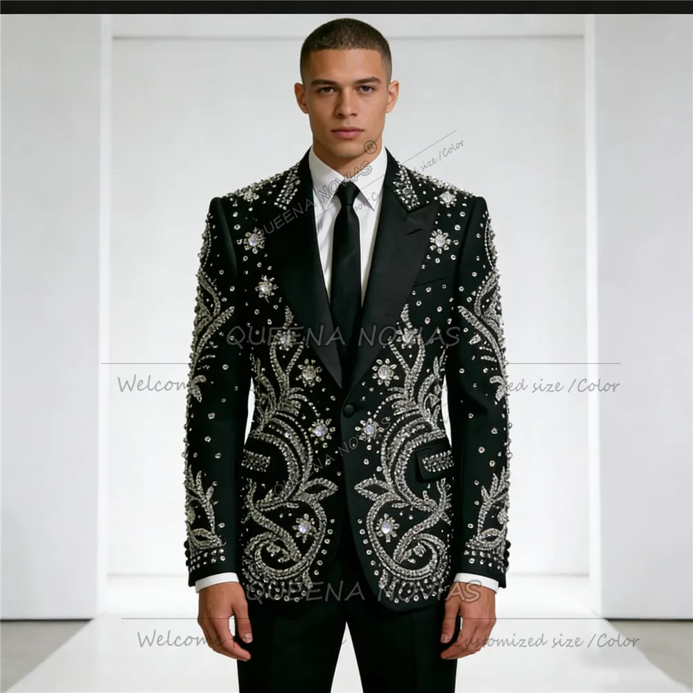 Exclusive Beaded Stones Suits Attire Men Single Breasted Prom Blazer For Wedding Customized 3 Piece Groom Tuxedos Costume Homme
Exclusive Beaded Stones Suits Attire Men Single Breasted Prom Blazer For Wedding Customized 3 Piece Groom Tuxedos Costume Homme
