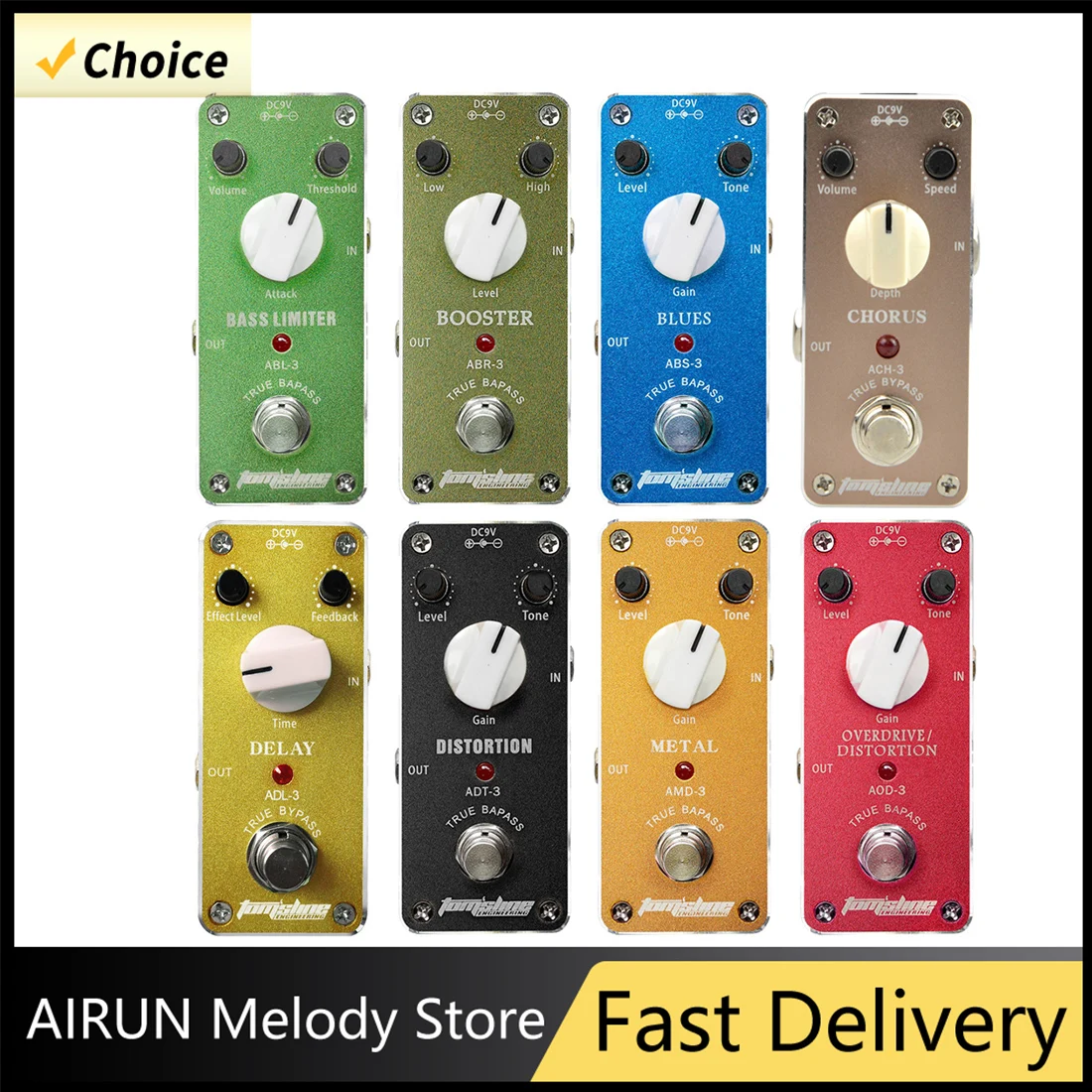 AROMA Electric Guitar Pedal Chorus /Metan /Overdive /Distortion /Booster /Dealy /Bass Limiters /Blues Guitar Effects Series
AROMA Electric Guitar Pedal Chorus /Metan /Overdive /Distortion /Booster /Dealy /Bass Limiters /Blues Guitar Effects Series