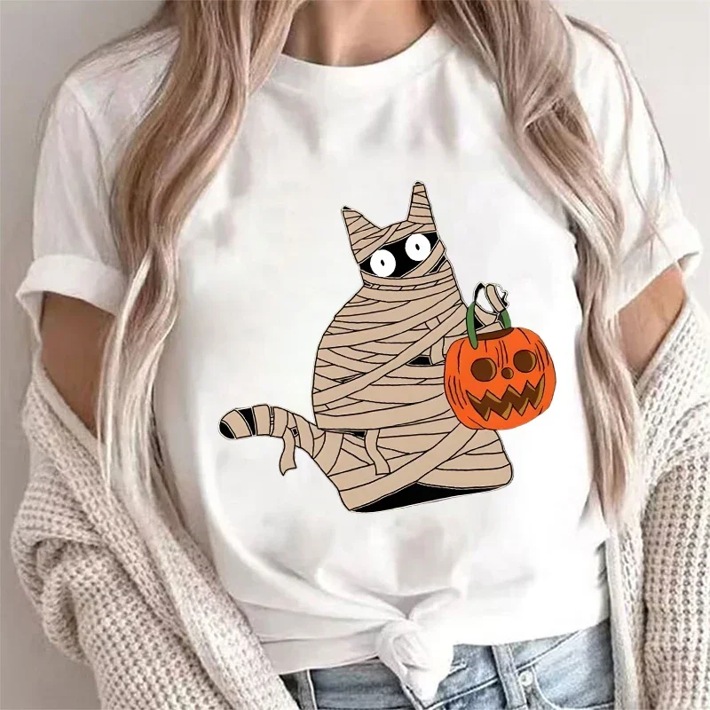Women T-Shirt Halloween Mummy Cat Funny Pumpkin Graphic Y2k Tops Short Sleeve Tees Ulzzang Blouses Harajuku Female Clothing
Women T-Shirt Halloween Mummy Cat Funny Pumpkin Graphic Y2k Tops Short Sleeve Tees Ulzzang Blouses Harajuku Female Clothing