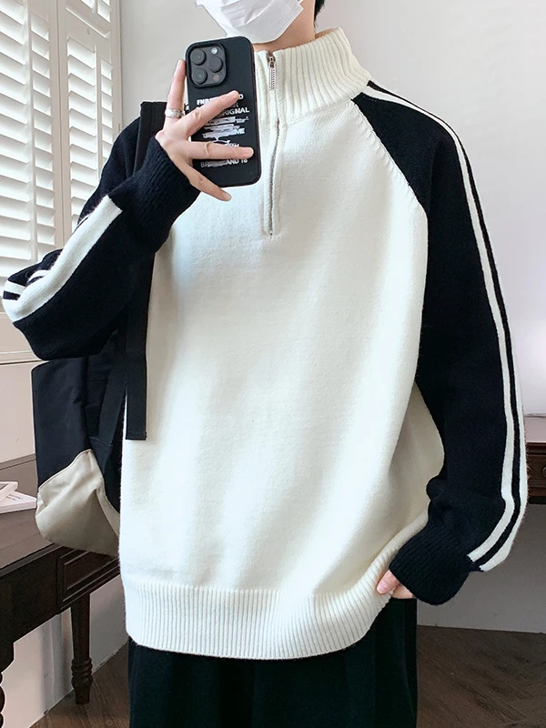 Мужской вязаный свитер Thiened с молнией, полосатый, с высоким воротником, осенне-зимний, теплый, повседневный, из полиэфирного волокна
Мужской вязаный свитер Thiened с молнией, полосатый, с высоким воротником, осенне-зимний, теплый, повседневный, из полиэфирного волокна