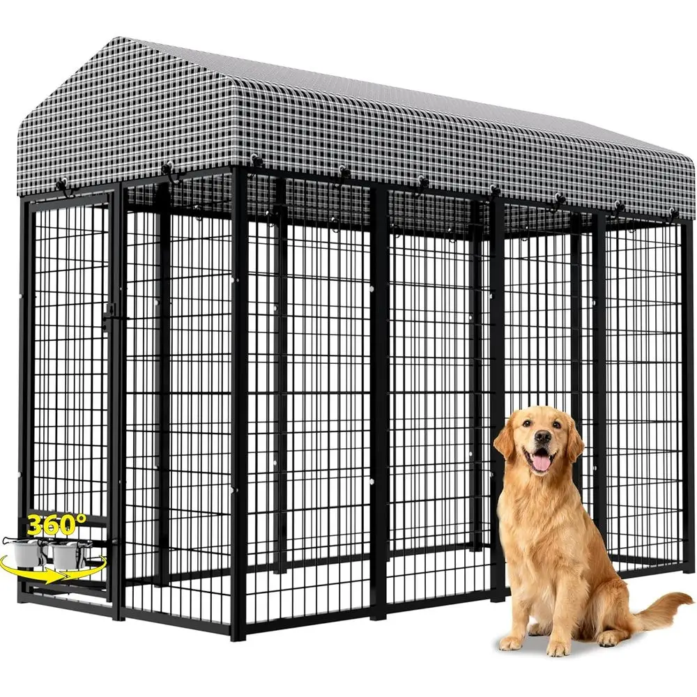 Outdoor Dog Kennel for Large Dogs, Dog Playpen Run Fence House for Yard, Heavy Duty Dog Kennel Outside with Feeding Door & Roof
Outdoor Dog Kennel for Large Dogs, Dog Playpen Run Fence House for Yard, Heavy Duty Dog Kennel Outside with Feeding Door & Roof
