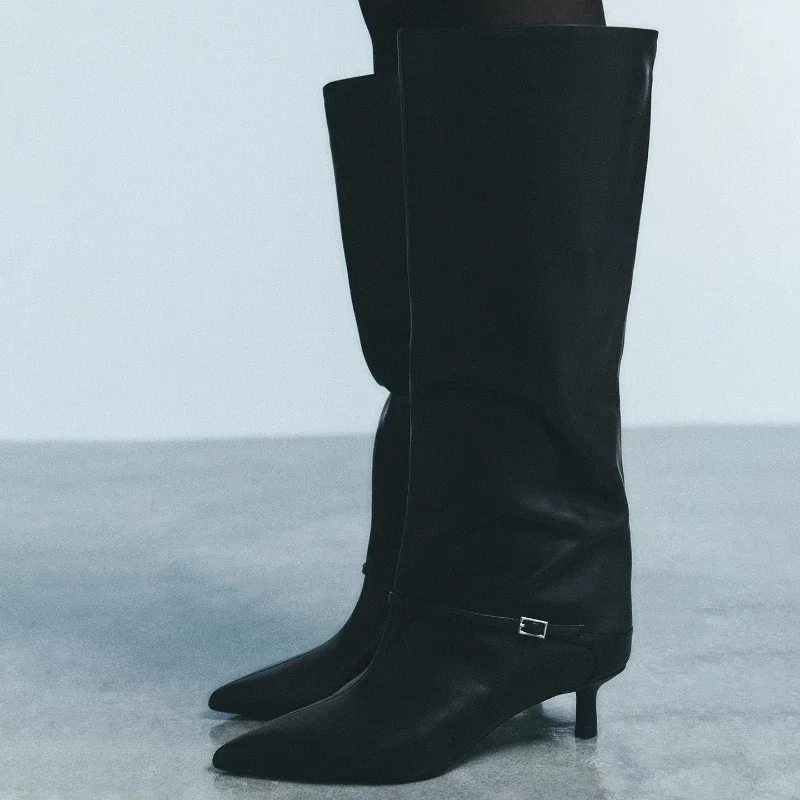 Black Pointed Toe Buckle Embellished Knee Boots Women Luxury Designer Boots Comfortable Soft Leather Kitten Heel Winter Boots
Black Pointed Toe Buckle Embellished Knee Boots Women Luxury Designer Boots Comfortable Soft Leather Kitten Heel Winter Boots
