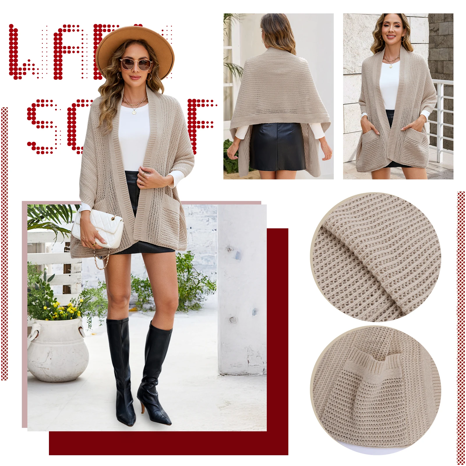 EFORSTORE Pocket Knit Scarf High-Stretch Knit Shawl Knit Neck Warmer Warm Knit Neck Cover Windproof
EFORSTORE Pocket Knit Scarf High-Stretch Knit Shawl Knit Neck Warmer Warm Knit Neck Cover Windproof