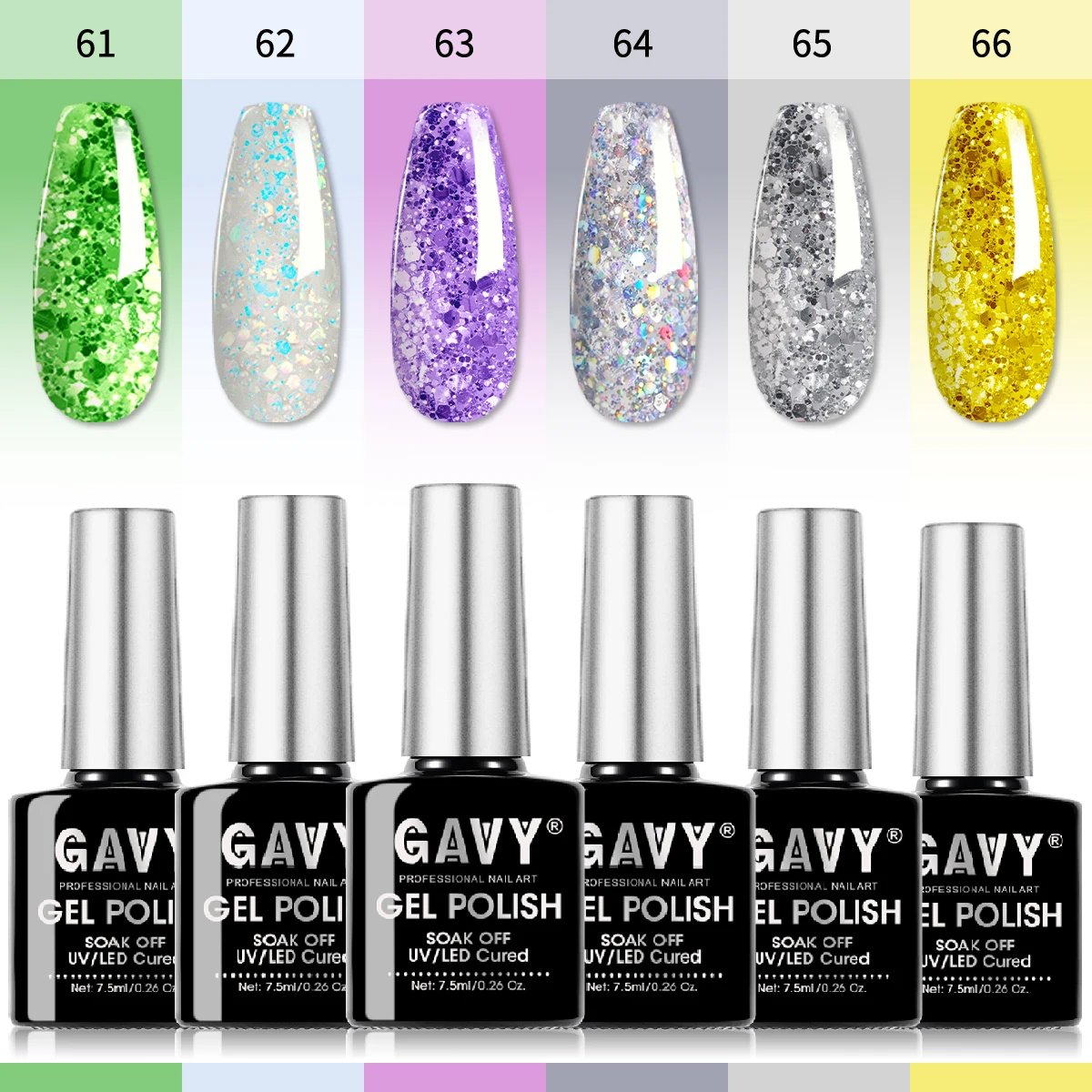 GAVY 6PCS Chunky Glitter Gel Nail Polish Set - Holographic Sparkle Green Blue Purple Silver Yellow UV/LED Gel Polish Kit, Soak O
GAVY 6PCS Chunky Glitter Gel Nail Polish Set - Holographic Sparkle Green Blue Purple Silver Yellow UV/LED Gel Polish Kit, Soak O