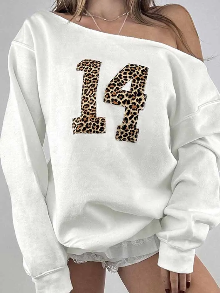 BKQU Leopard Number Print Long Sleeve Pullover Women Spring Off Shoulder Loose Sweatshirt 2025 Harajuku Casual Streetwear Tshirt
BKQU Leopard Number Print Long Sleeve Pullover Women Spring Off Shoulder Loose Sweatshirt 2025 Harajuku Casual Streetwear Tshirt