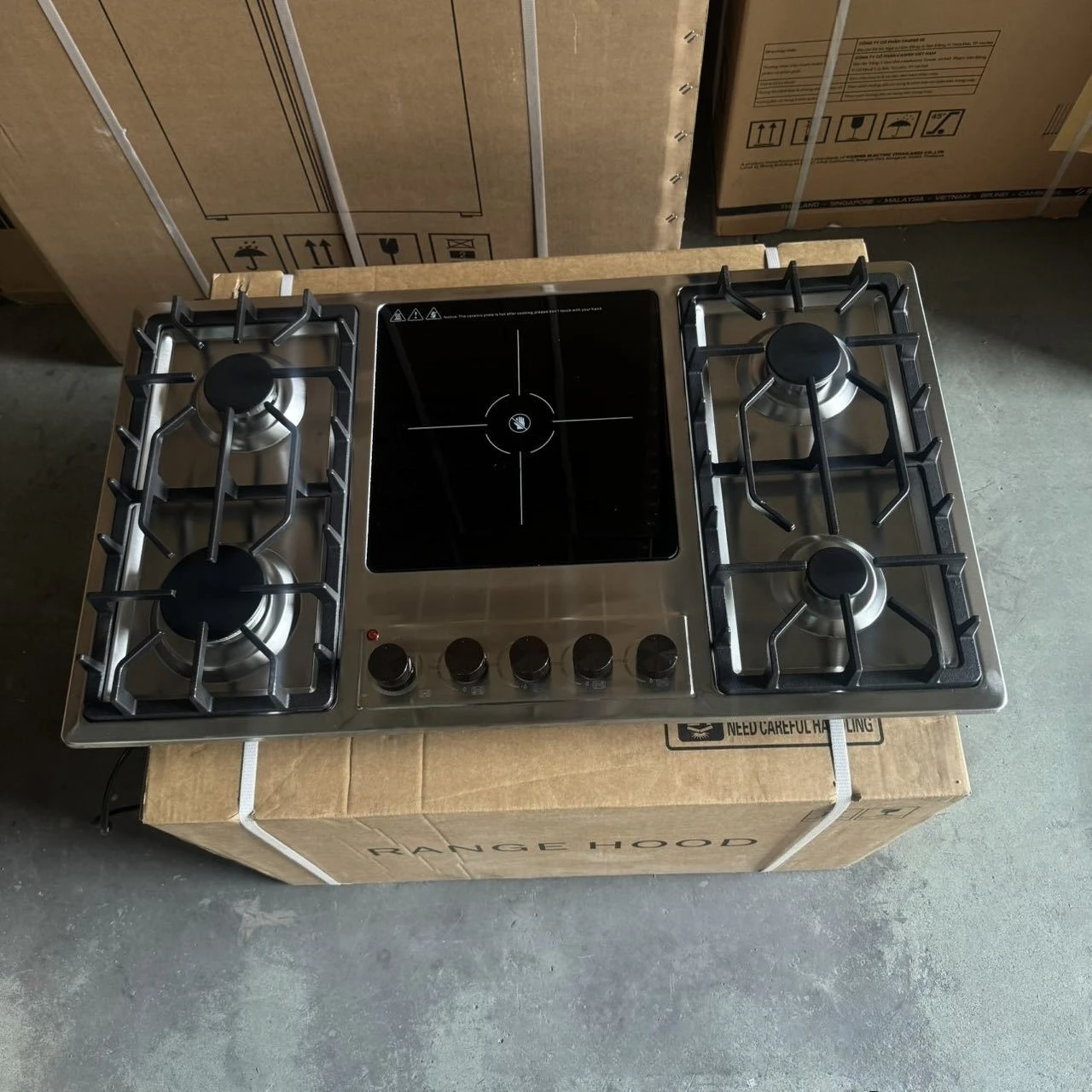 Household Stainless Steel 4 Gas + 1 Electric Burner Stove
Household Stainless Steel 4 Gas + 1 Electric Burner Stove