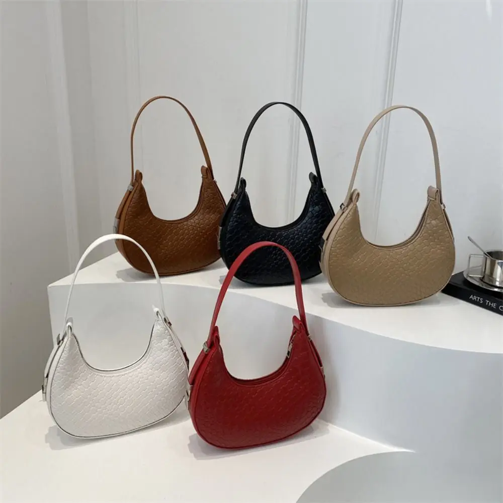 Simple PU Crescent Moon Underarm Bag Hobo Bag Shoulder Pouch Stone Pattern Shoulder Bag Solid Color All-match Felt Handbag Women
Simple PU Crescent Moon Underarm Bag Hobo Bag Shoulder Pouch Stone Pattern Shoulder Bag Solid Color All-match Felt Handbag Women
