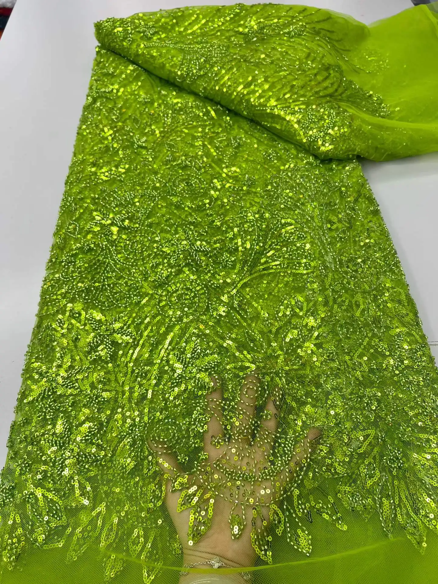 2026 Green African Sequins Beaded Lace French Tulle Lace Fabric Fashion Embroidery Nigerian Lace Fabric For Wedding Party Dress
2026 Green African Sequins Beaded Lace French Tulle Lace Fabric Fashion Embroidery Nigerian Lace Fabric For Wedding Party Dress