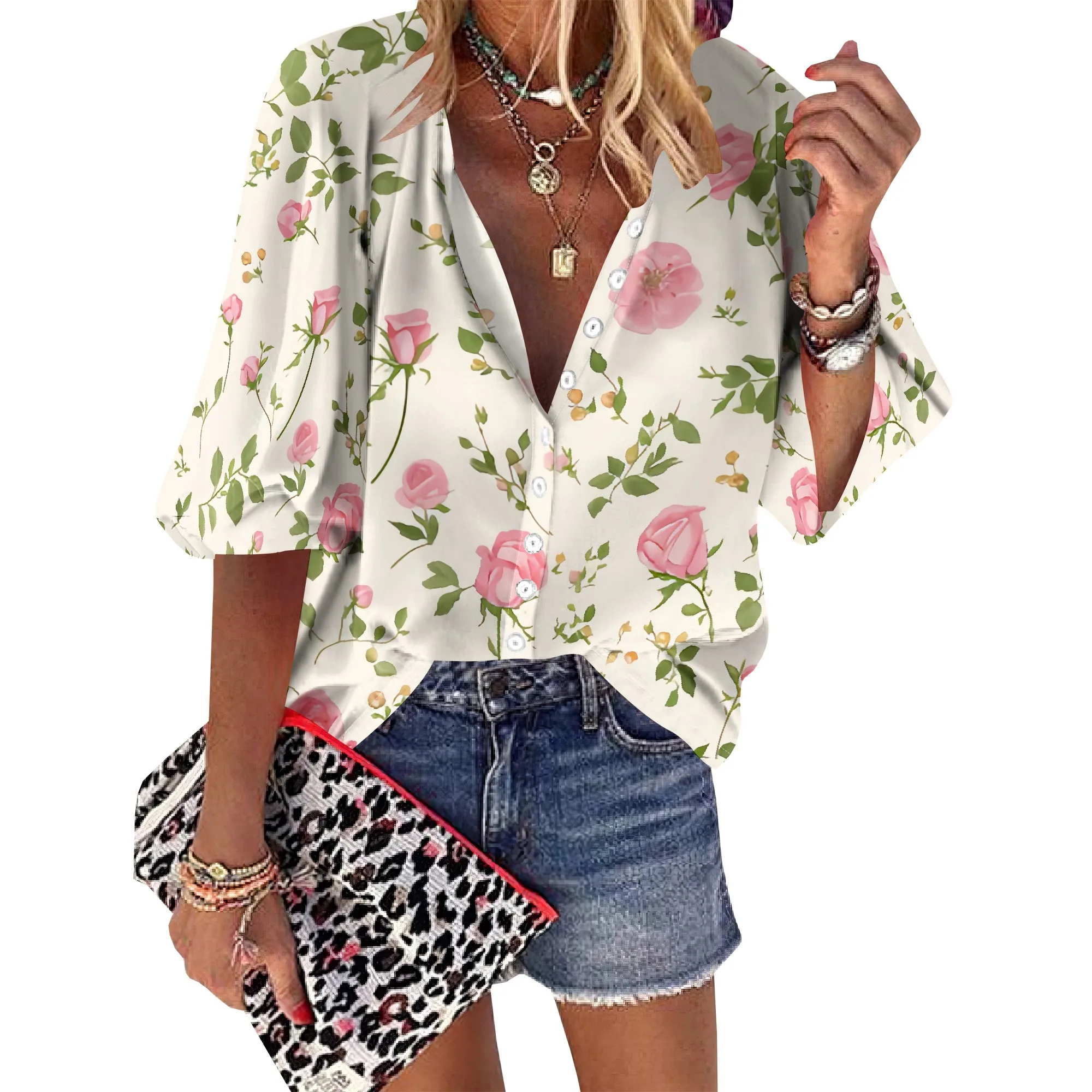 Womens Button Vintage Dainty Pink Rose Florals Shirt Short Sleeve Classic Collared Flower Tops Work Office Casual Blouse
Womens Button Vintage Dainty Pink Rose Florals Shirt Short Sleeve Classic Collared Flower Tops Work Office Casual Blouse