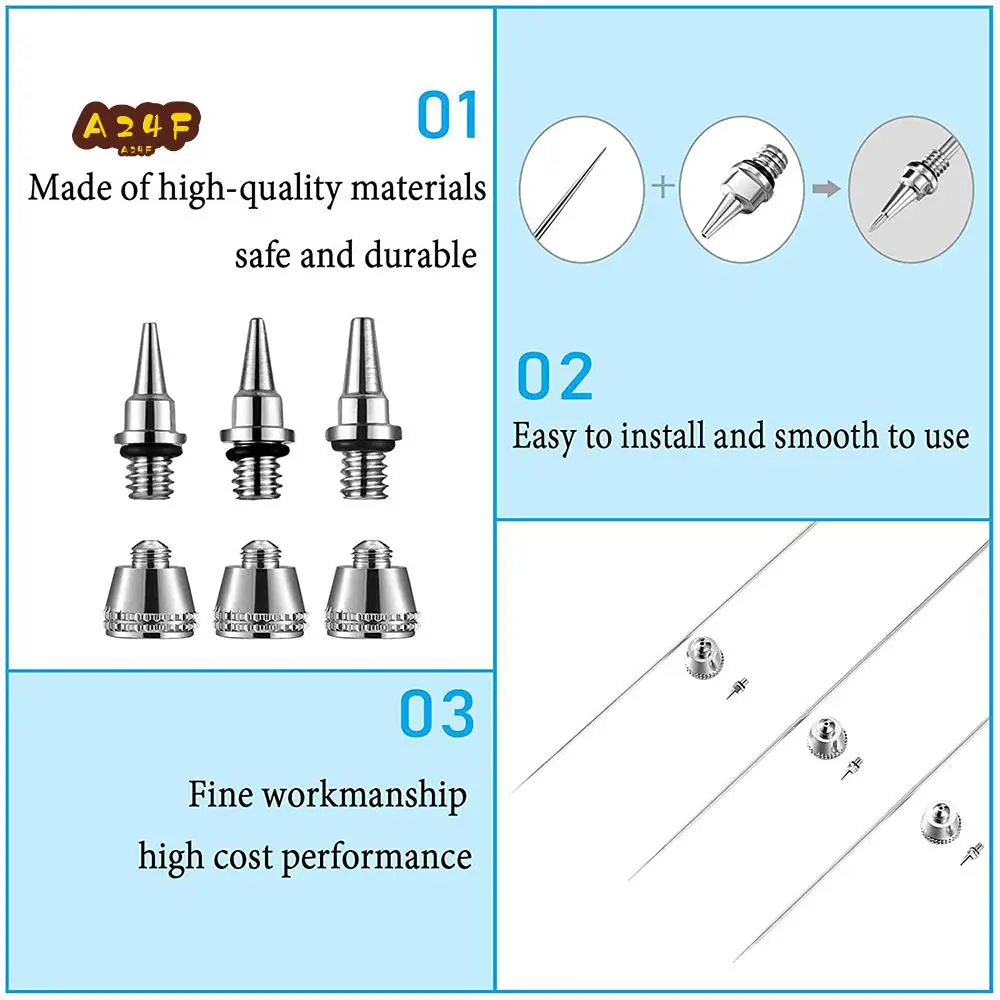 A24F-10 Pieces Airbrush Nozzle Needle Nozzle Cap Kit With Wrench Airbrush Replacement Parts For Airbrush Sprayer Accessories
A24F-10 Pieces Airbrush Nozzle Needle Nozzle Cap Kit With Wrench Airbrush Replacement Parts For Airbrush Sprayer Accessories