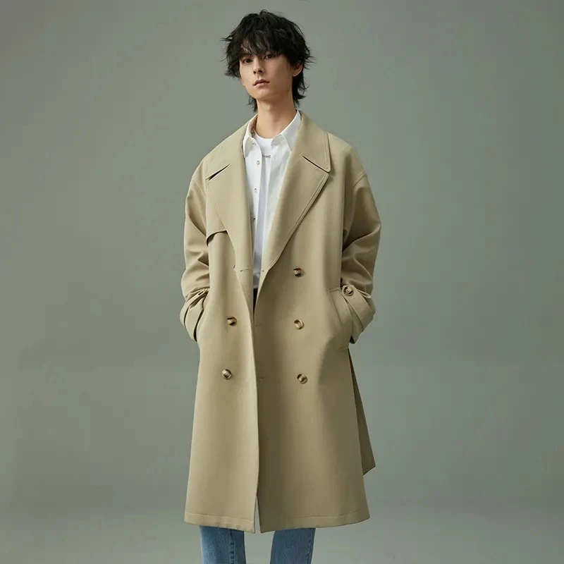 Spring Double Breasted Men Windbreaker Coat Fashion Casual Loose Male Jacket Turn-Down Collar Solid Color Mid-Length Outerwear
Spring Double Breasted Men Windbreaker Coat Fashion Casual Loose Male Jacket Turn-Down Collar Solid Color Mid-Length Outerwear