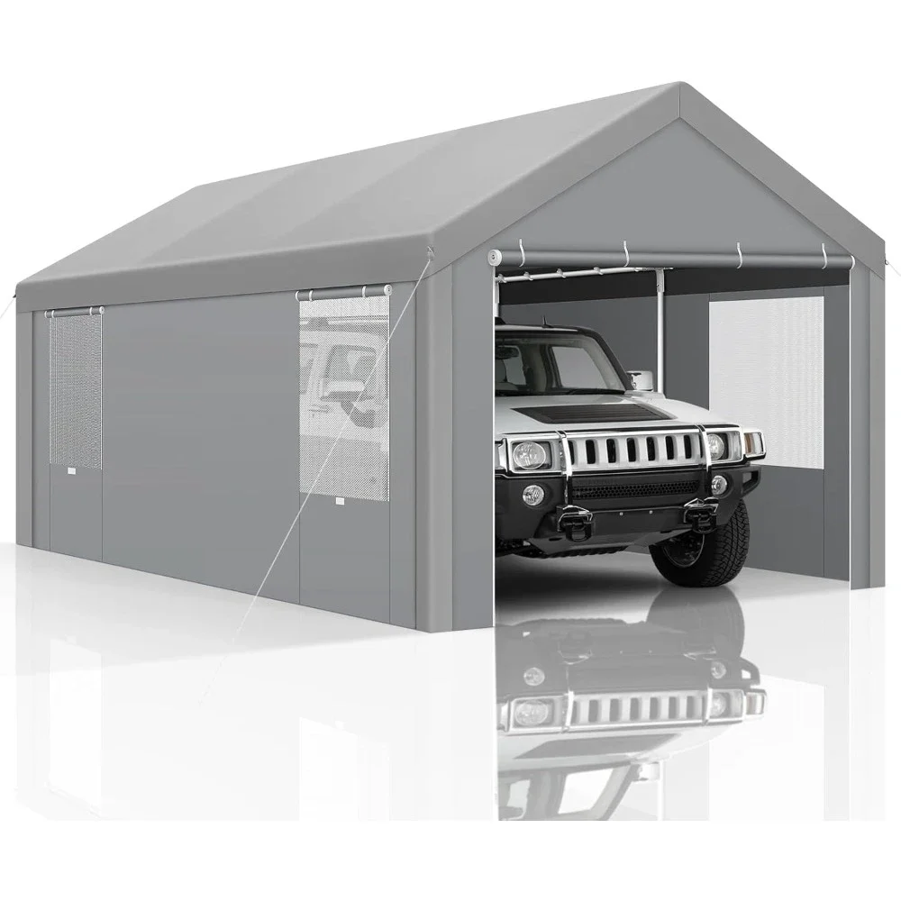 10x20 Carport Сверхмощный автомобильный навес для гаража с подвижными вентиляционными окнами и дверями, съемными боковыми стенками Портативный навес
10x20 Carport Сверхмощный автомобильный навес для гаража с подвижными вентиляционными окнами и дверями, съемными боковыми стенками Портативный навес