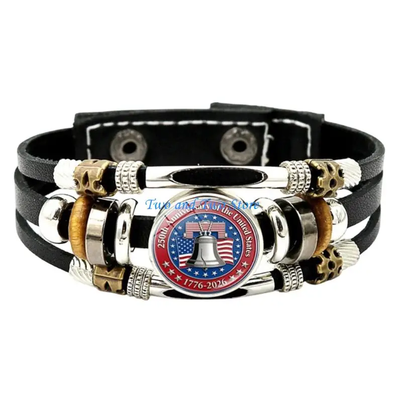 HX6F Trendy Adjustable Braided Bracelet Hand Chain Celebrating US 250 Years Soft Leather And Glass Wrist Chain
HX6F Trendy Adjustable Braided Bracelet Hand Chain Celebrating US 250 Years Soft Leather And Glass Wrist Chain