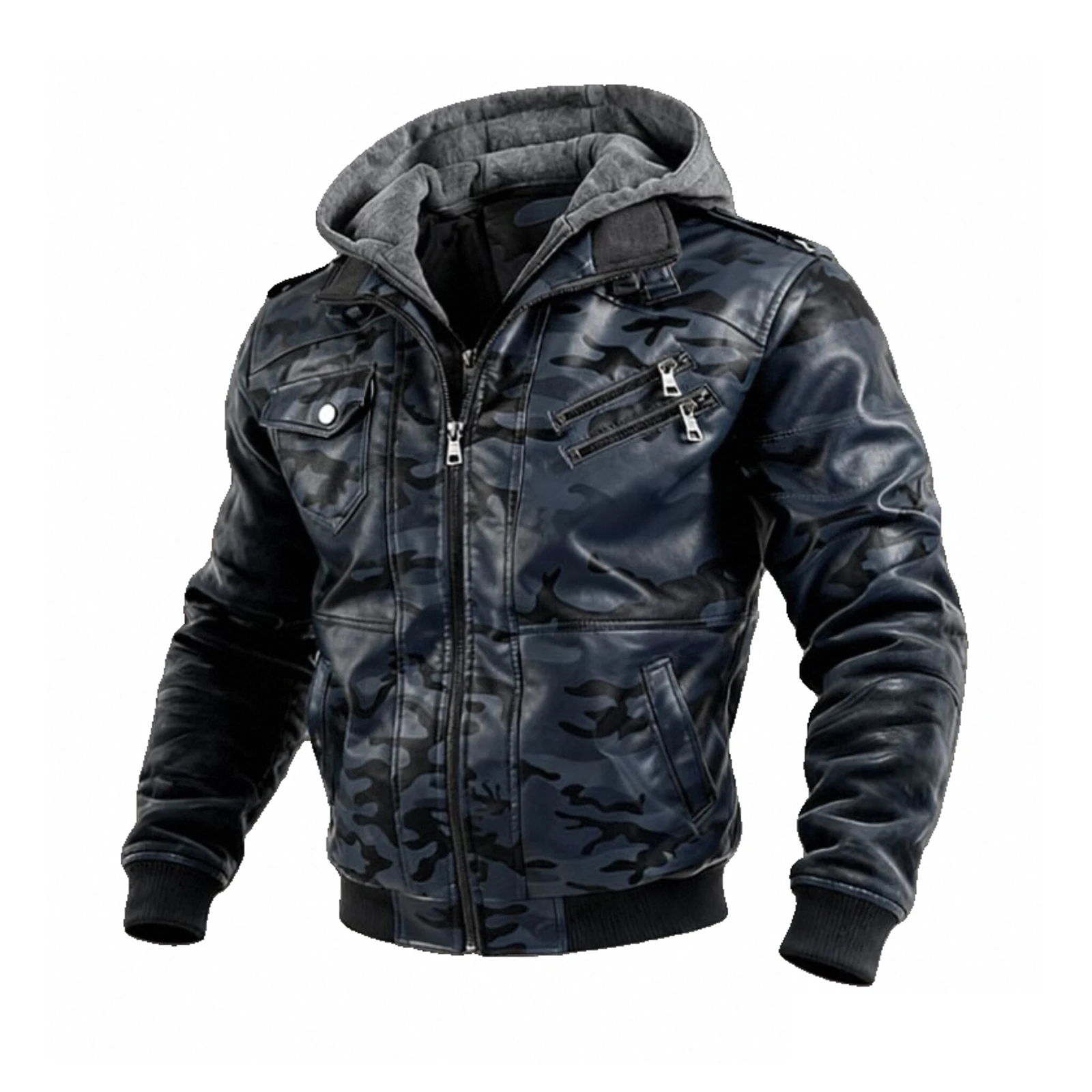 Camouflage Hood Leather Jacket Streetwear Biker Coat Slim Autumn Winter Coat Men Motorcycle Jacket Fashion Men Jacket Military
Camouflage Hood Leather Jacket Streetwear Biker Coat Slim Autumn Winter Coat Men Motorcycle Jacket Fashion Men Jacket Military