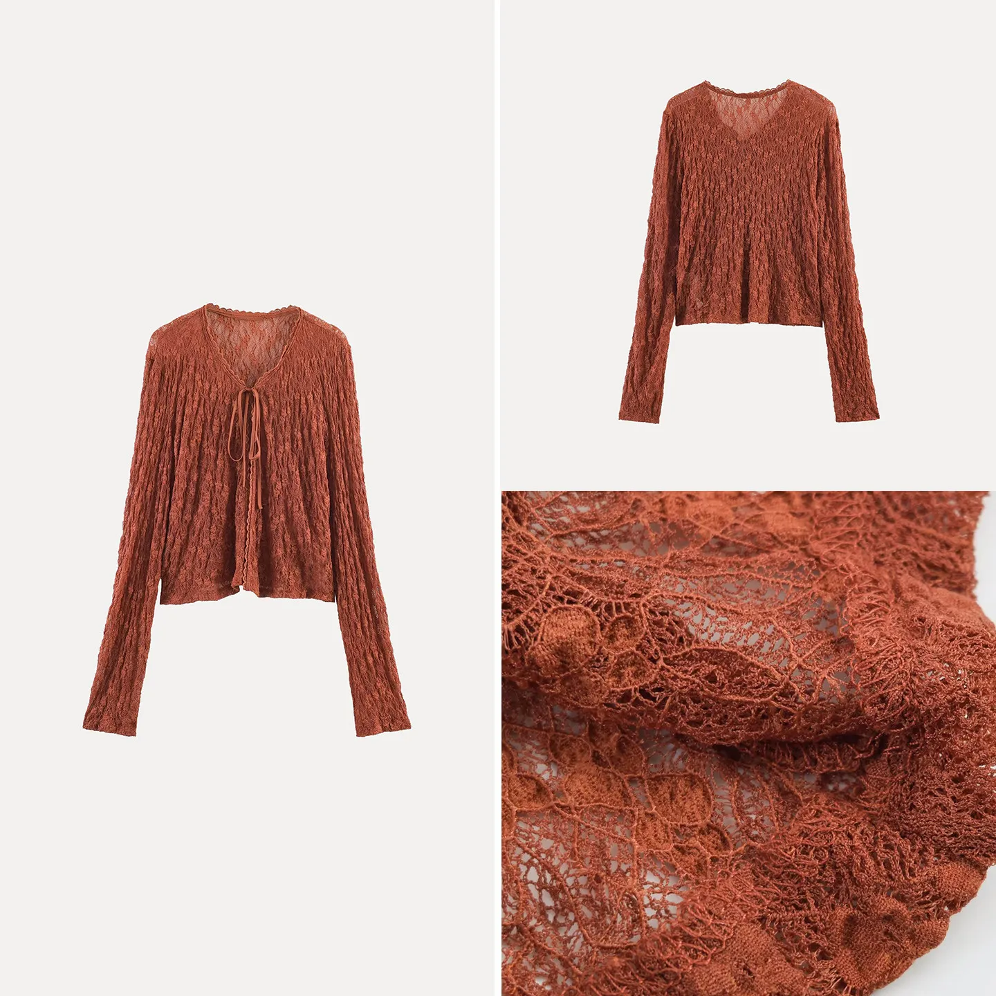 Women's Fashionable Floral Lace Collar Long Sleeve Shirt Belted Versatile Personality Summer 2026 Transparent Design Top
Women's Fashionable Floral Lace Collar Long Sleeve Shirt Belted Versatile Personality Summer 2026 Transparent Design Top