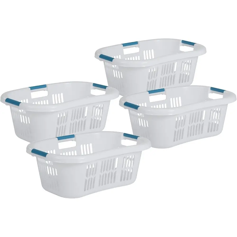 4-Pack Compact Laundry Baskets, 2.1 Bushel Bedroom Hamper, Plastic Clothing Storage Bin with Handles, White
4-Pack Compact Laundry Baskets, 2.1 Bushel Bedroom Hamper, Plastic Clothing Storage Bin with Handles, White