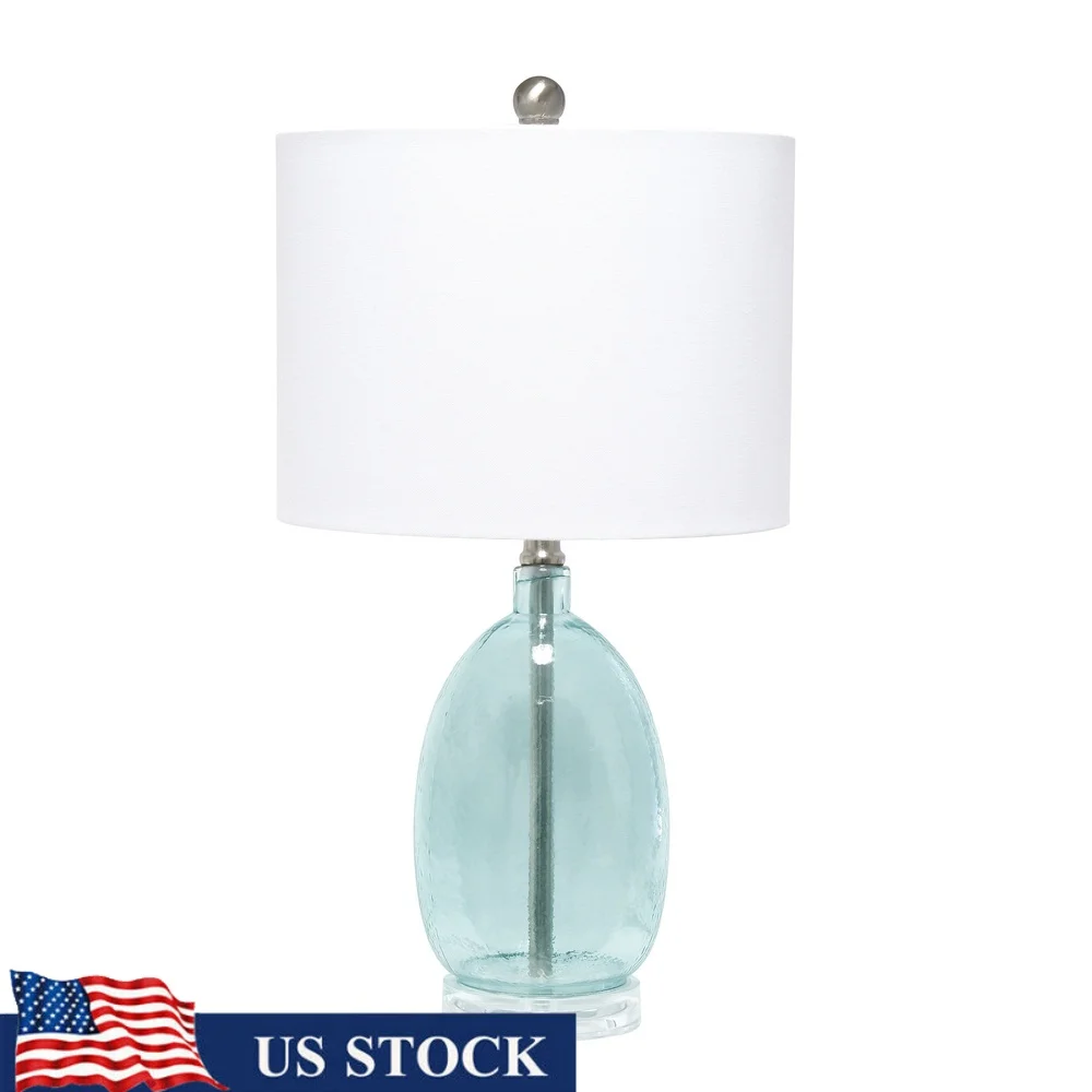 Clear Blue Glass Table Lamp Contemporary Design with White Fabric Shade Rotary Switch Living Room Bedroom Decor
Clear Blue Glass Table Lamp Contemporary Design with White Fabric Shade Rotary Switch Living Room Bedroom Decor