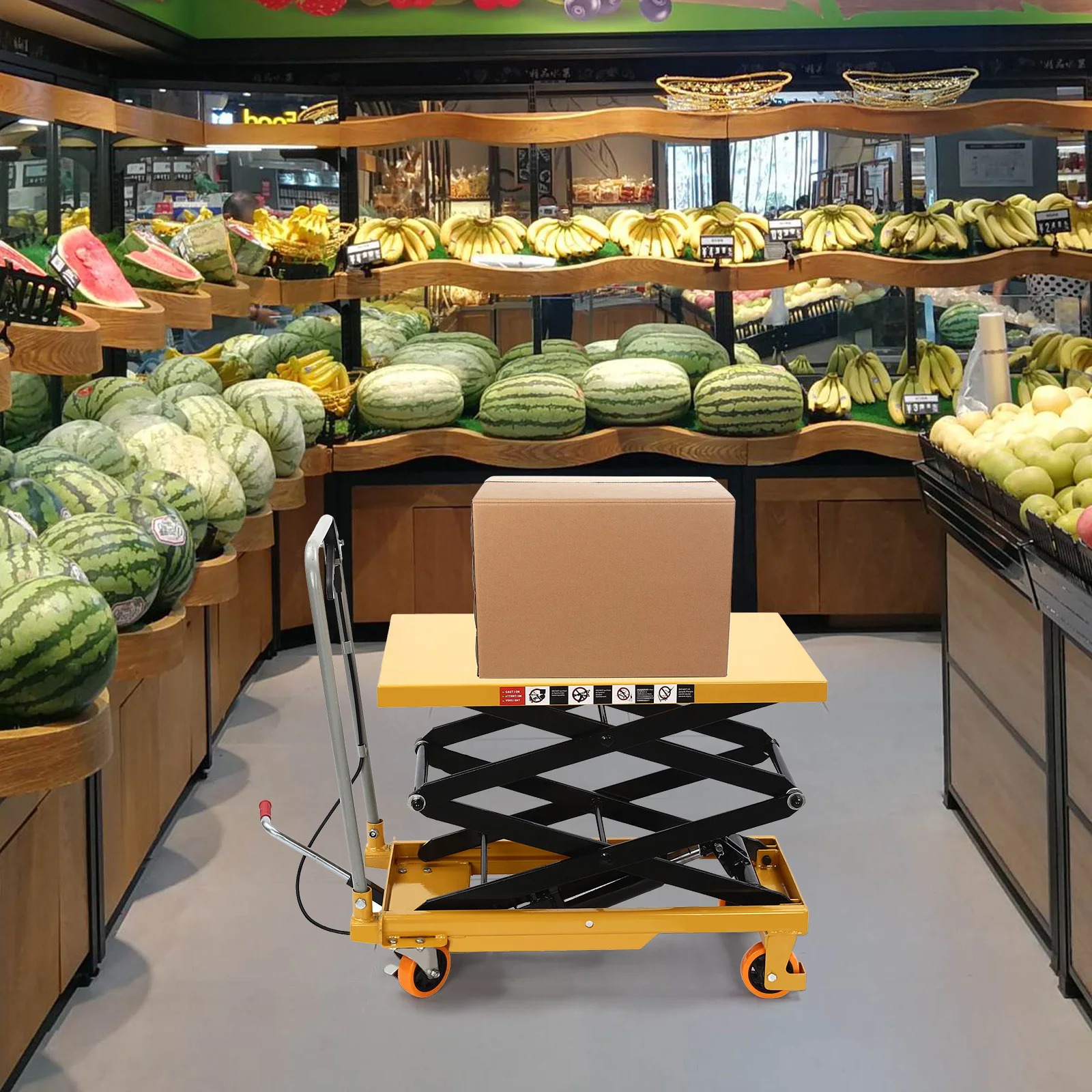 Yellow Hydraulic Scissor Lift Table, Hydraulic Lift with Locking Wheels 349.27kg/770lbs for Material Handling and Transportation
Yellow Hydraulic Scissor Lift Table, Hydraulic Lift with Locking Wheels 349.27kg/770lbs for Material Handling and Transportation