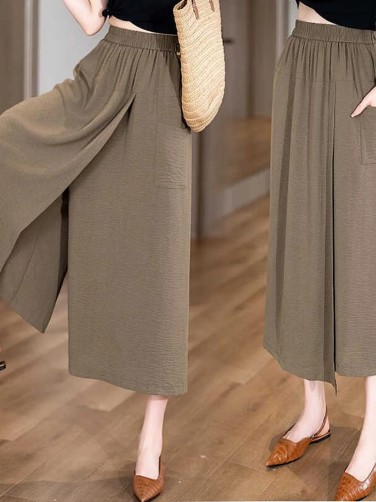 Summer Thin High Waist Wide Leg Pants Casual Style Ladies Loose Fit Seven Inches Long Fashionable Trousers for plus Size
Summer Thin High Waist Wide Leg Pants Casual Style Ladies Loose Fit Seven Inches Long Fashionable Trousers for plus Size