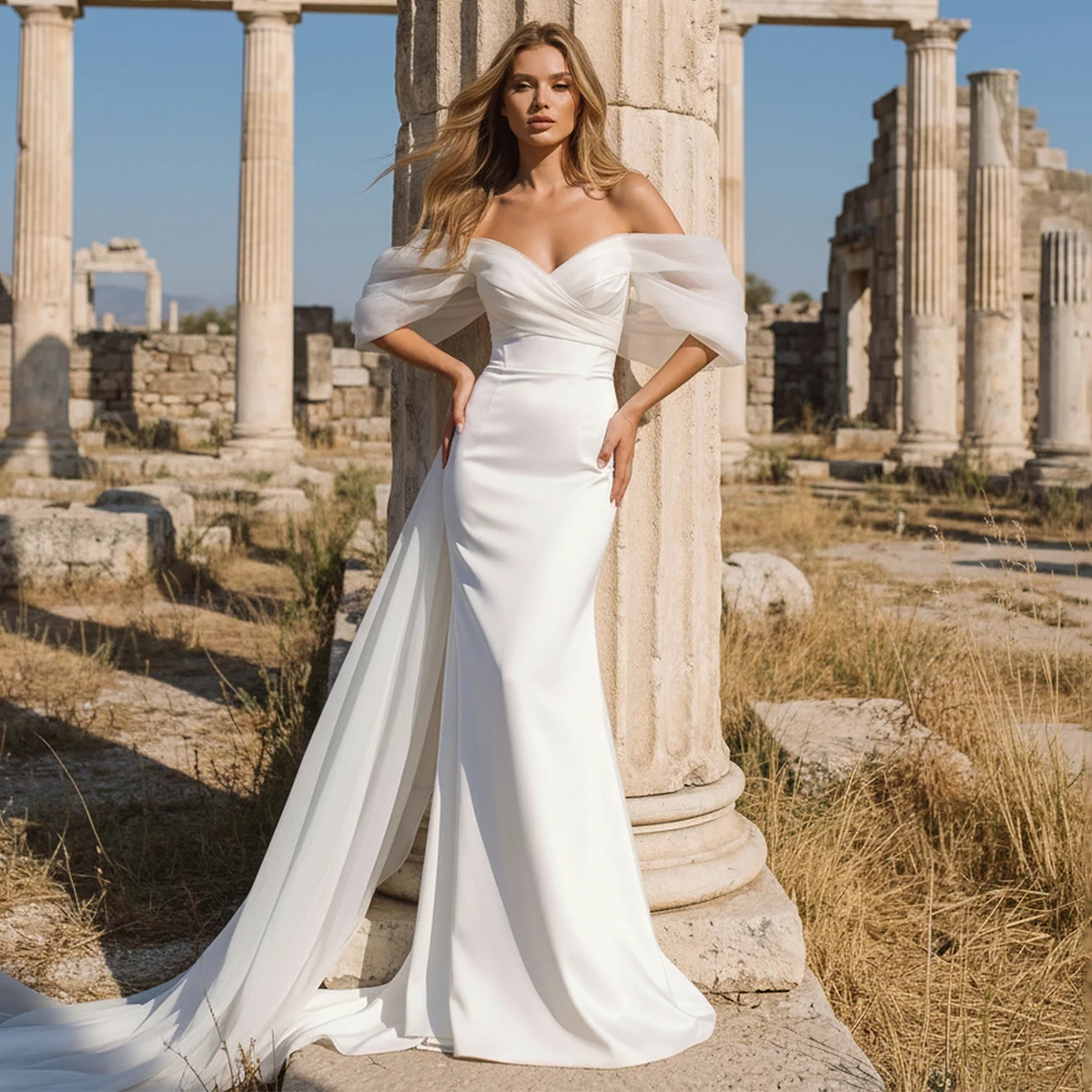 Elegant Mermaid Off Shoulder Wedding Dress With Train Long Sheath Bridal Party Gown For Bride Vestidos Novia
Elegant Mermaid Off Shoulder Wedding Dress With Train Long Sheath Bridal Party Gown For Bride Vestidos Novia