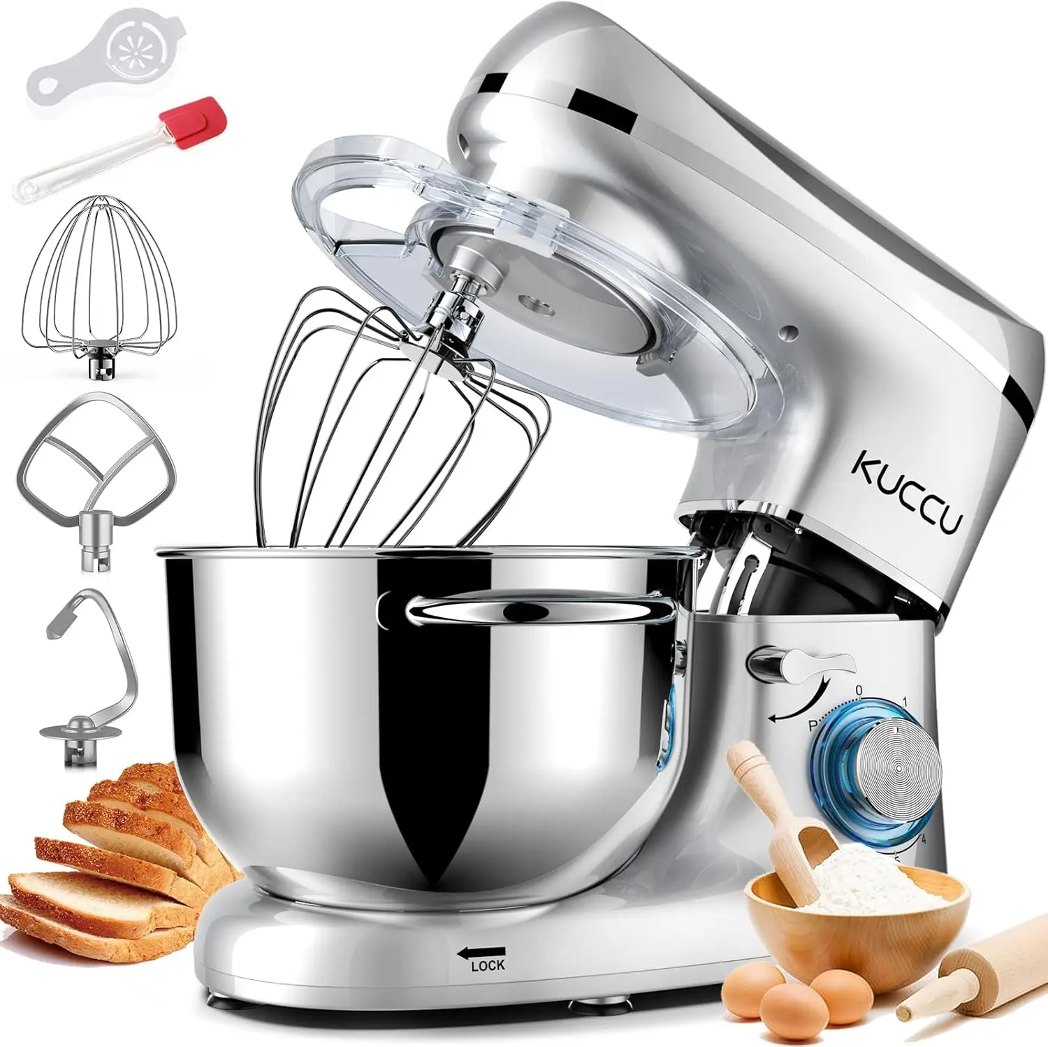 Stand Mixer, 6-Speed Tilt-Head Food Dough Mixer, Kitchen Electric Mixer with Stainless Steel Bowl,Dough Hook, Beater
Stand Mixer, 6-Speed Tilt-Head Food Dough Mixer, Kitchen Electric Mixer with Stainless Steel Bowl,Dough Hook, Beater